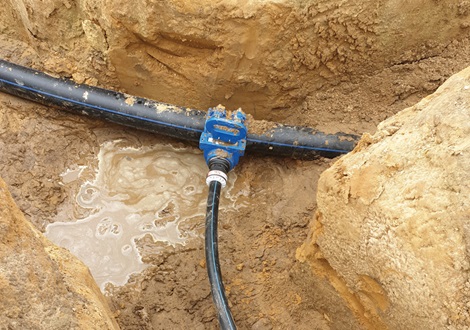 Aanboring uitgevoerd door AVK Belgium op een HDPE leiding 