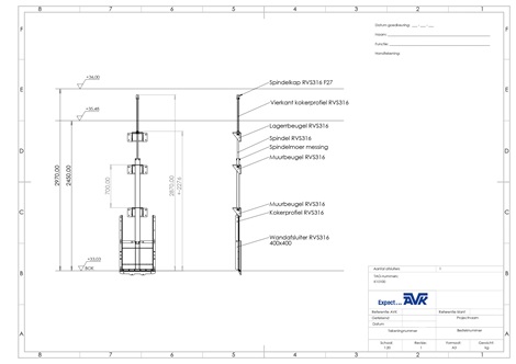 Technische tekening wandafsluiter