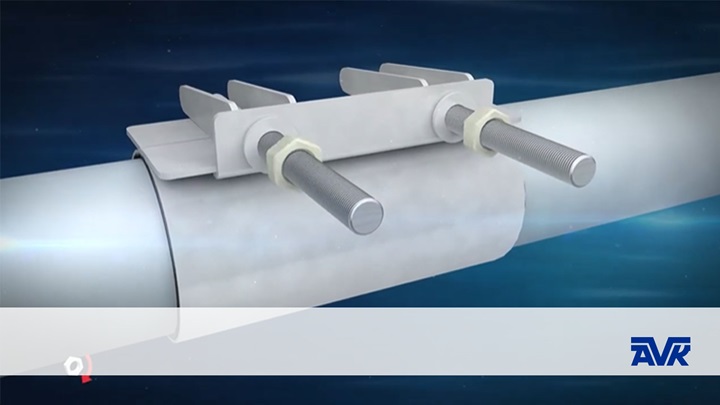 Eéndelige herstelklem productanimatie EPDM- of NBR-rubber